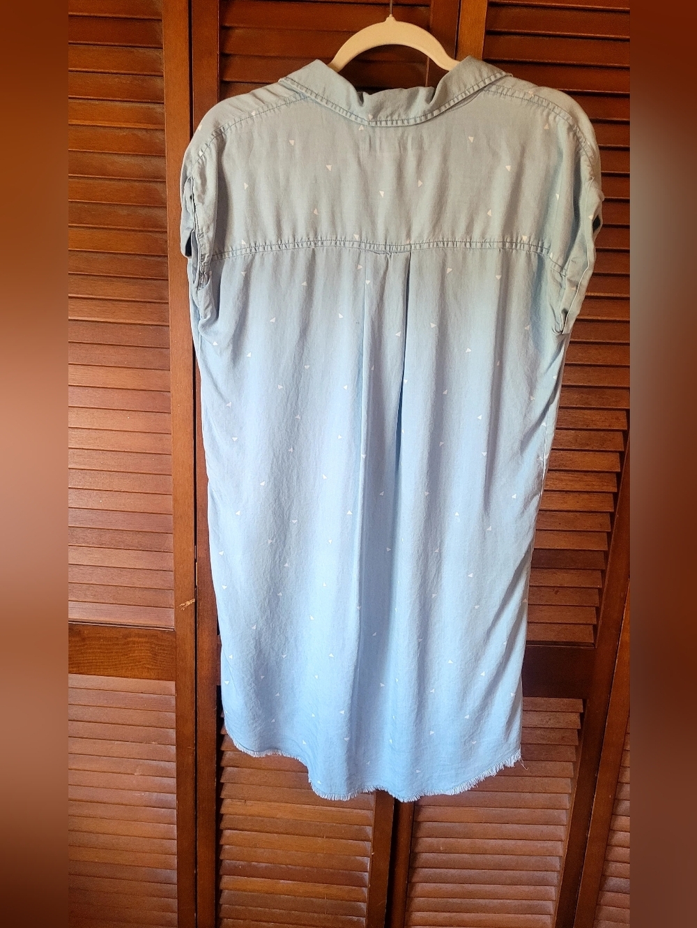 Thread & Supply Faux Denim Shift Dress/Tunic. Size Small Hi/low, Frayed,Hemline - Picture 3 of 8